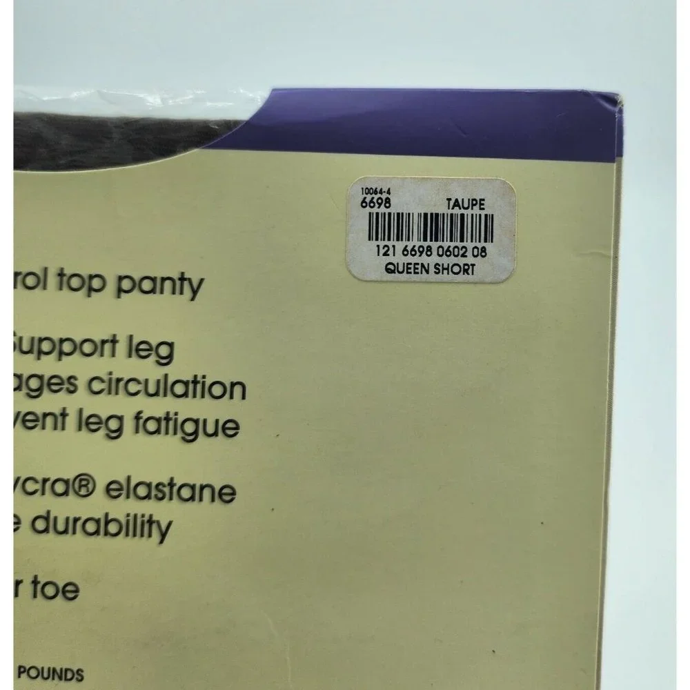 JC Penney East 5th Sheer Caress‎ Sheerest Support Pantyhose Taupe Sz Queen Short